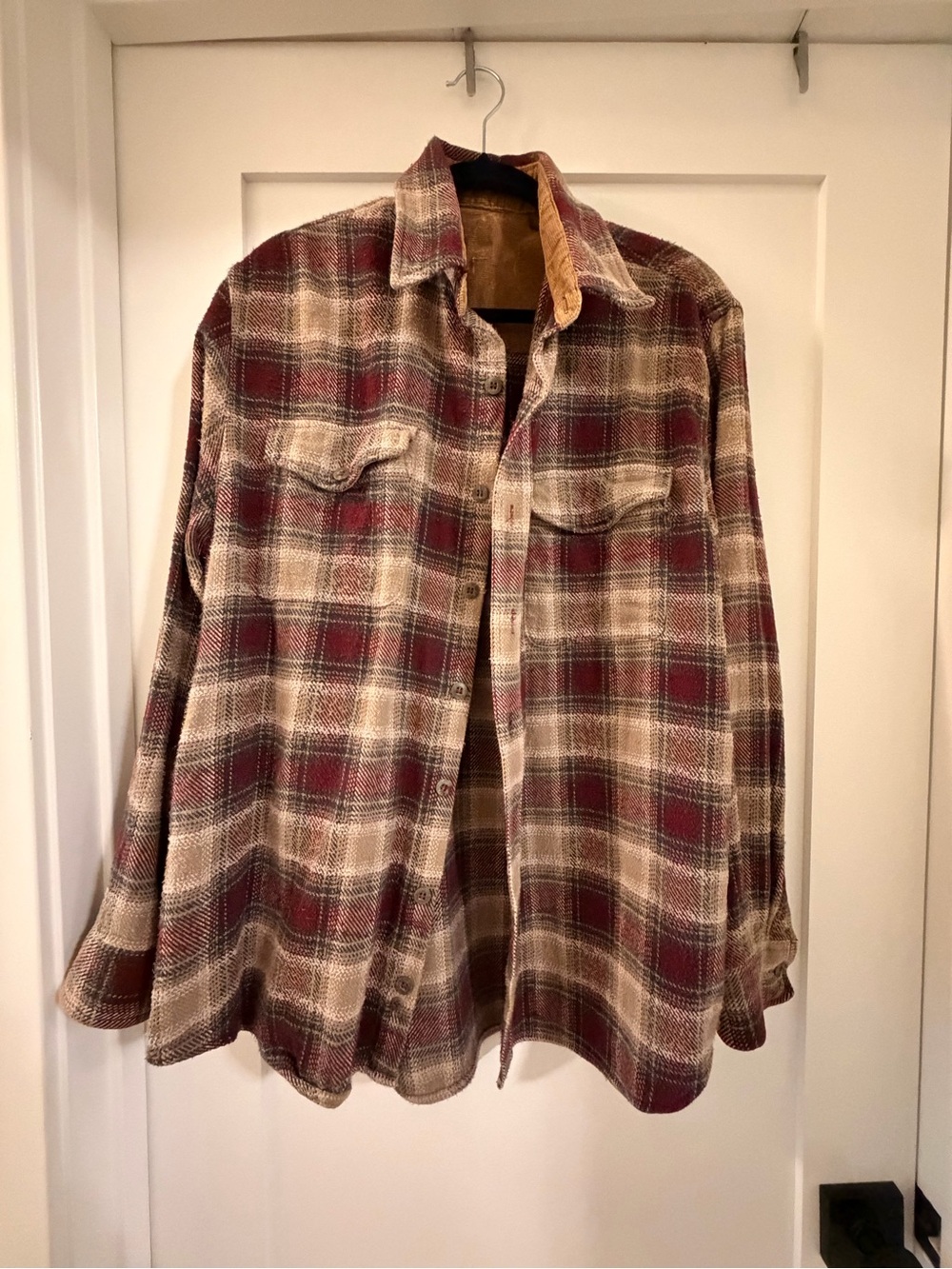 Urban Outfitters Women's Plaid Button-Down Shirt - Burgundy & Cream